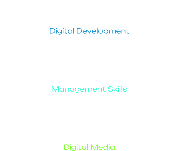 情報開発力 Digital Development 経営実践力 Management Skills デジタル表現力 Digital Media